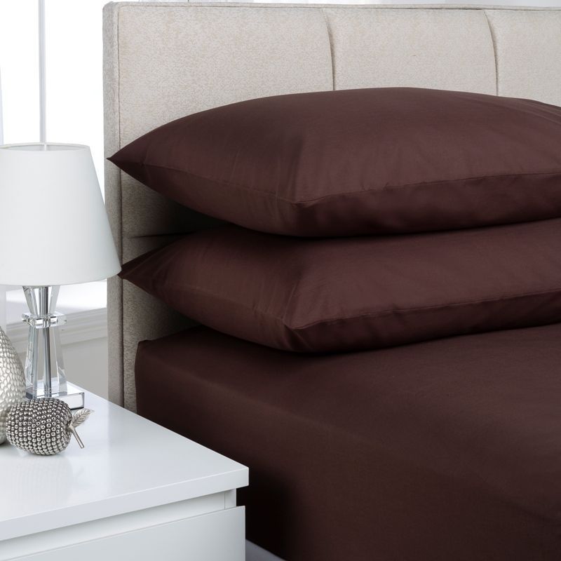 Plain Dyed Pair Pillowcases Chocolate